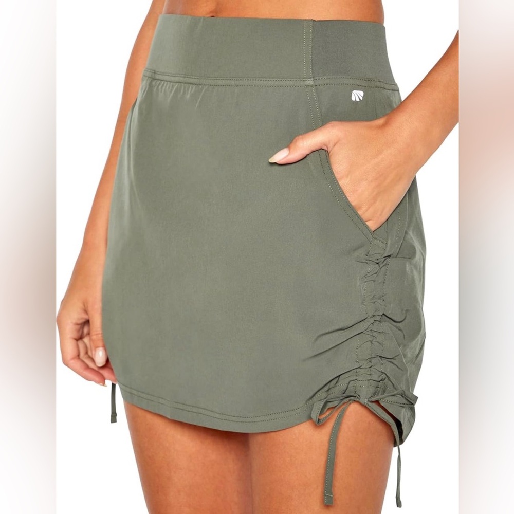 Marika Olive Drawstring Athletic Skort
